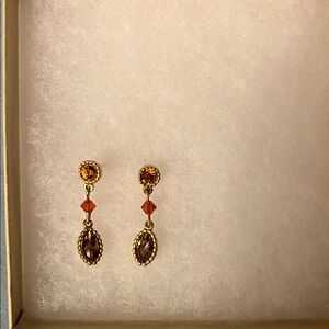 Elegant Gold and Orange Drop Earrings